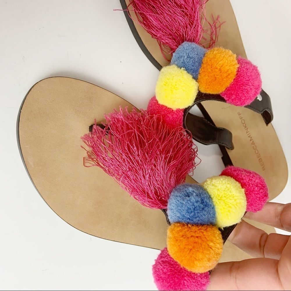 Rebecca Minkoff Erika Pom Pom Sandals Sz 8 - Picture 6 of 7